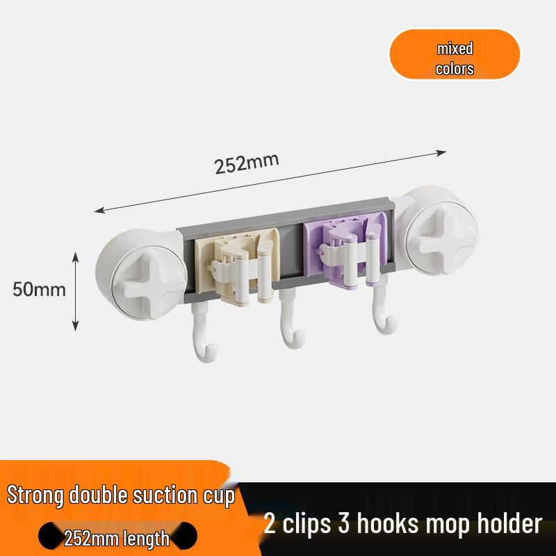 Настенный держатель для швабры и метлы на присосках - Без сверления, Роскошное хранение