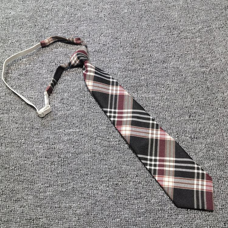 Free Jk Tie Plaid Brown Gray Vintage Student Pullover Rubber Band College Ins Japanese Tr Uniform Tie