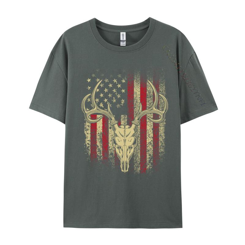Unisex Clothing American Flag Deer Family Cotton Luxury Designer TShirts Tops Tees Slim Fit Casual Top TShirts