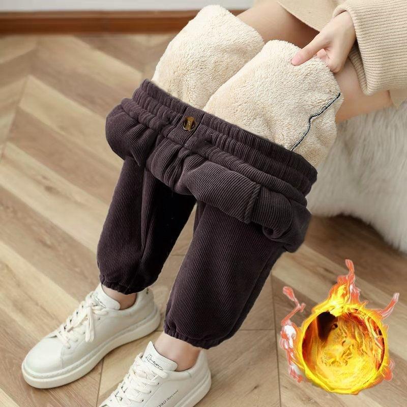 Fleece Pants Women Students Thick Sweatpants Chenille Casual Winter Cuffed Loose Fit Warm Trousers