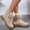 Lucyever Нескользящие теплые меховые зимние сапоги женские с толстой подошвой из искусственной замши зимние сапоги женские на молнии на платформе ботильоны женские