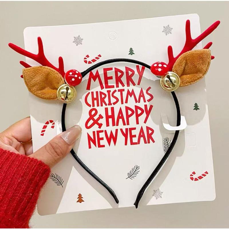 Рождественская повязка на голову рождественский колокольчик из рога лося с блестками рождественская повязка для волос с новым годом реквизит для фотосессии веселый рождественский декор подарки для детей