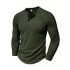 Мужские вафельные рубашки-поло хенли с длинным рукавом, однотонные, повседневные, спортивные футболки, топы