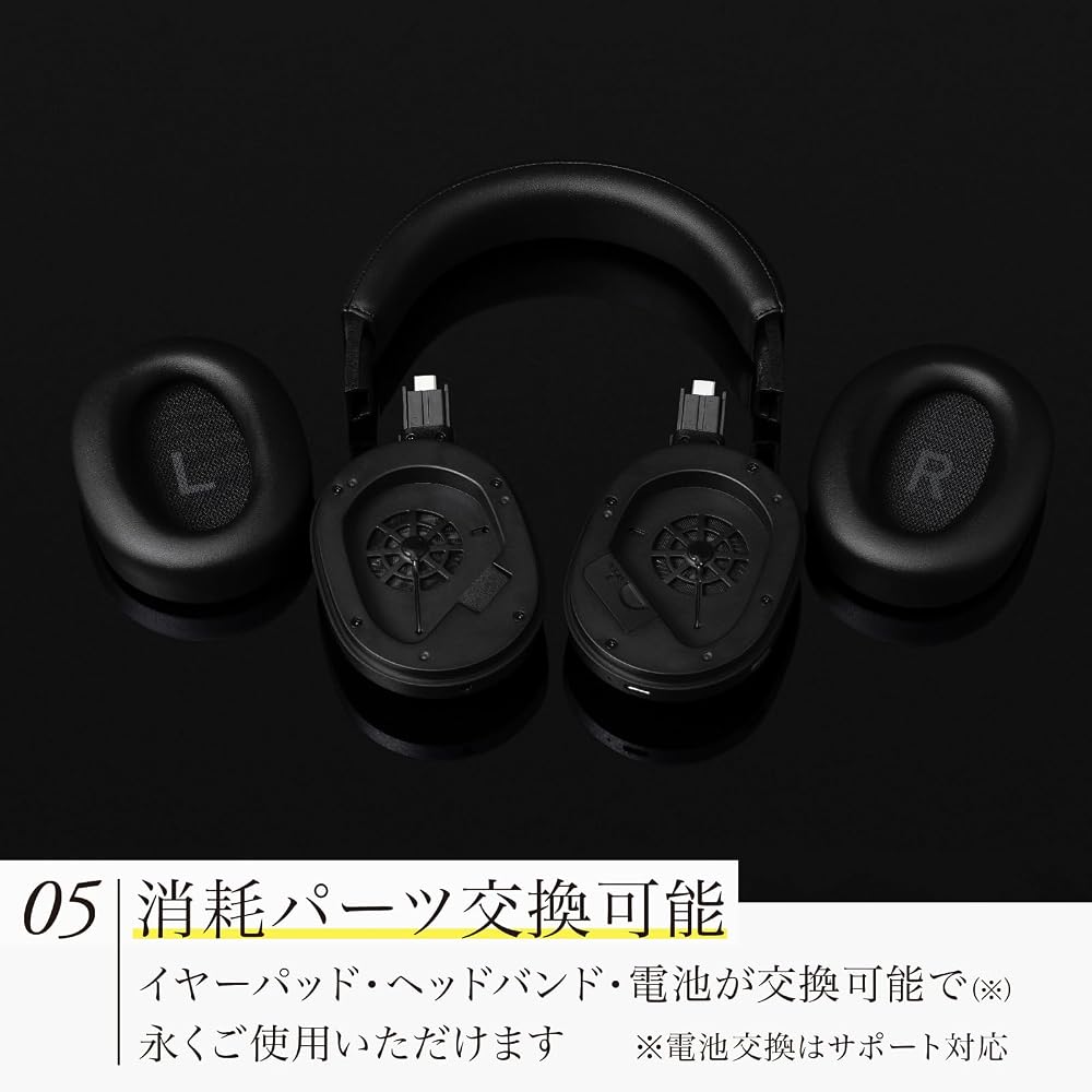final UX5000 Bluetooth Wireless Headphones with Noise Cancellation, Up to 65 Hours of Music Playback, aptX HD, Black
