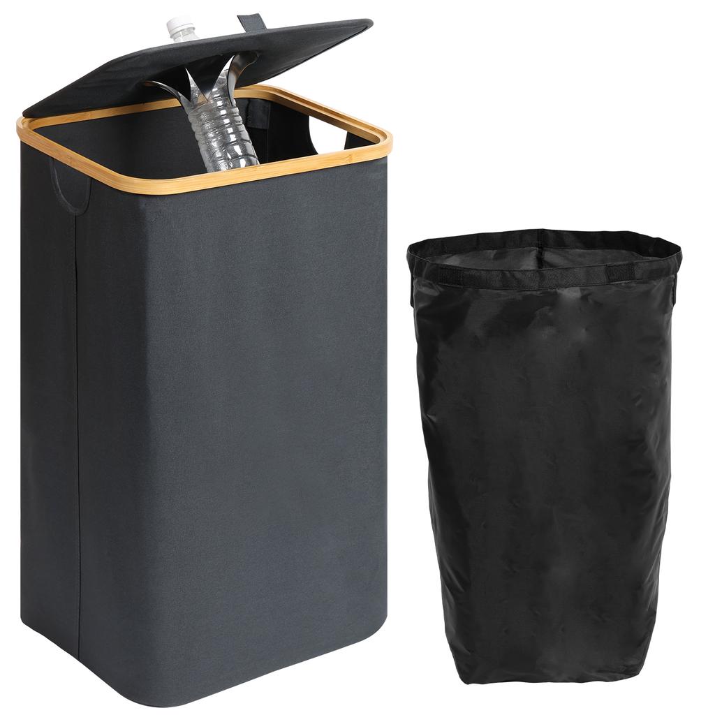 110L Home Recycling Bin Foldable Recycle Storage Container with Reusable Inner Bag For Kitchen Recycle Bottle Cans Glass Cartons