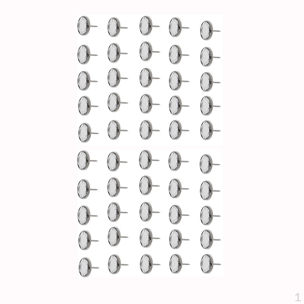 50 Pieces 20mm Sofa Headboard Wall Decorative Nails Tack Crystal Diamond Upholstery Nail