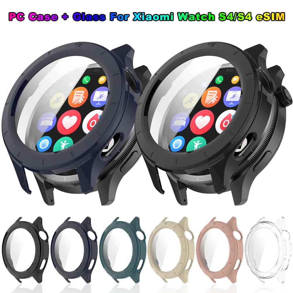 Чехол для ПК + Закаленное стекло для Xiaomi Watch S4 Полный чехол Защитная пленка для экрана Бампер для Xiaomi Watch S4 eSIM Умный аксессуар