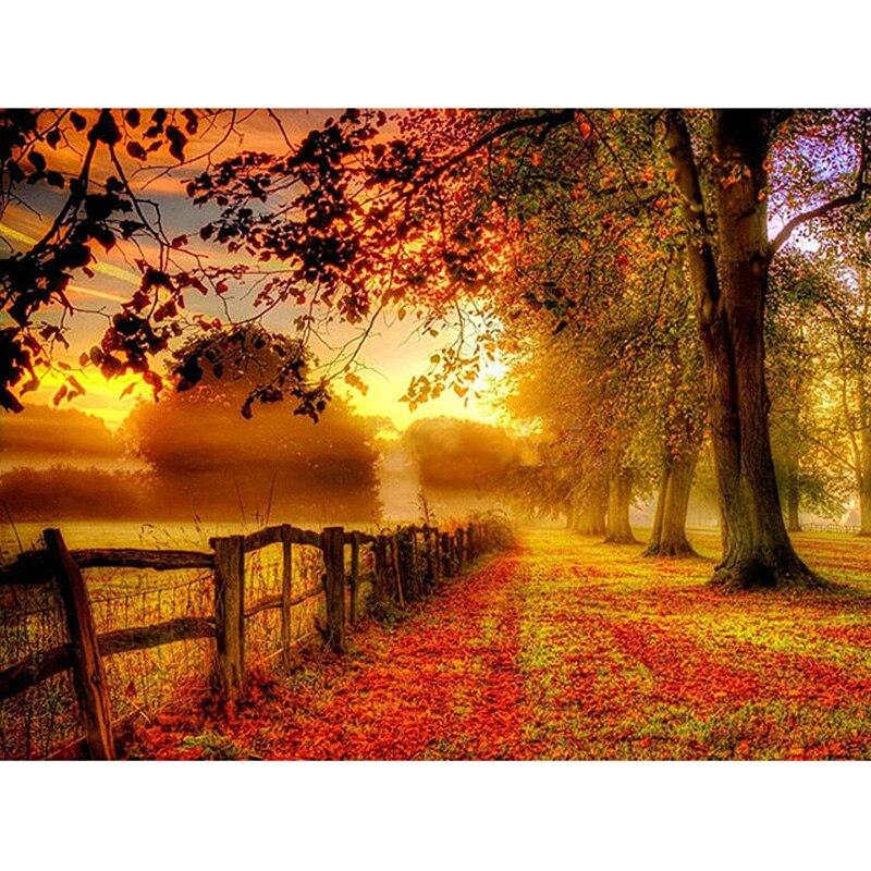 DIY живописная 5D алмазная живопись полная круглая мозаика осенний пейзаж Алмазная вышивка наборы крестиков настенное искусство домашний декор