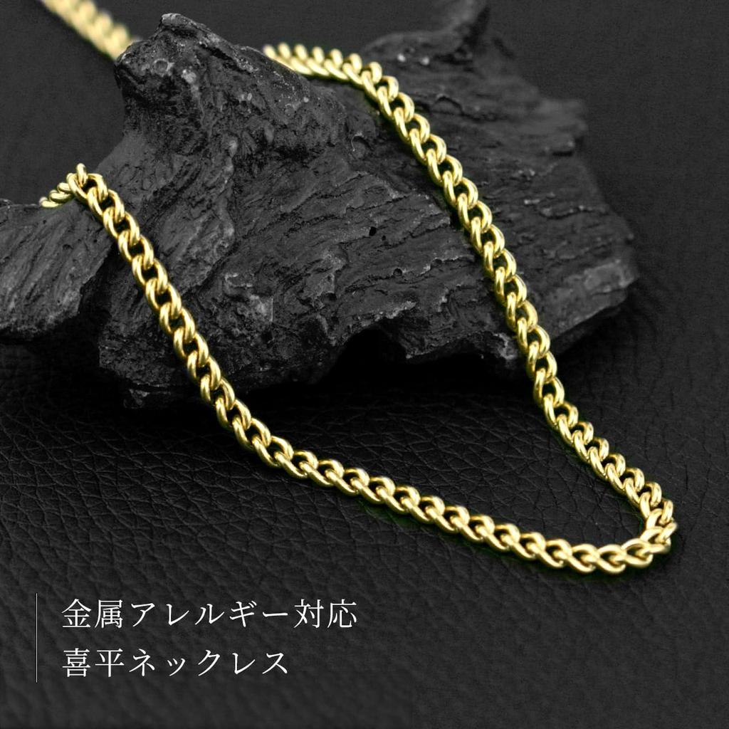Titanium Necklace Kihei Gold 60cm Metal Allergy Compatible Men's Women's 3.3mm
