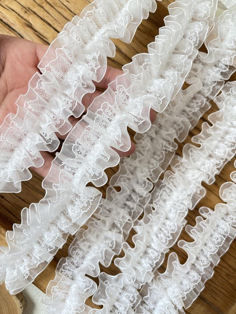 White Pleated Sewing Fabric For Handmade Material Clothing Needlework Accessories Dress Diy Crafts Supplies Lace Ribbon 2meters