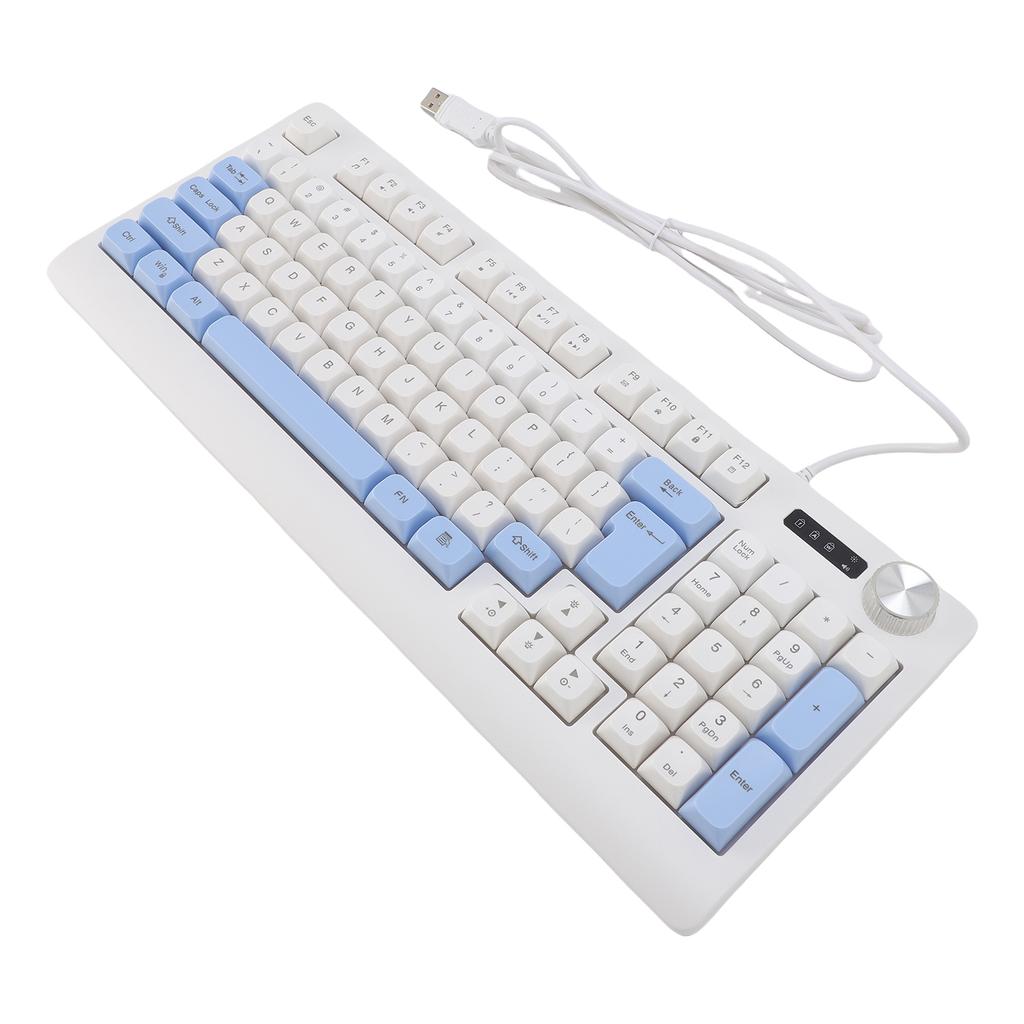 Игровая клавиатура 93 клавиши, динамическая RGB-подсветка, эргономичный дизайн, проводная, с регулятором громкости, для ноутбука