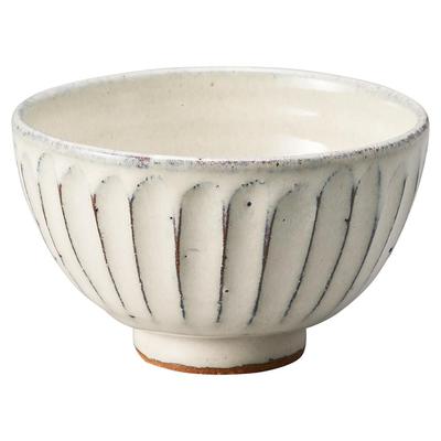 Marui Seito Shigaraki Ware Hechimon Rice Bowl Rice Bowl Белая глазурь Carving Приблизительно. Диаметр 12см 3-1465