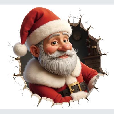 Разноцветная Рождественская наклейка на унитаз Мультяшная ПВХ Рождественская наклейка Санта Разбитая стена Рождественский шар Декоративная наклейка Украшение для дома