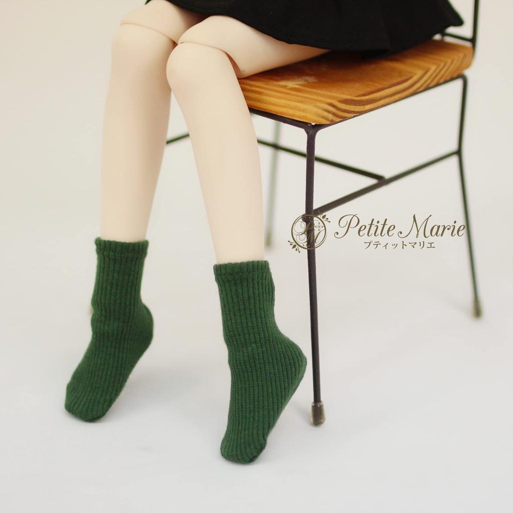 [Petite Marie] 13 Совместимые с MDD MSD Однотонные Носки с Мишкой Ребристые Набор из 3 Штук: Носки, Высокие носки, Носки выше колена, Носки с указанием Левый/Правый,