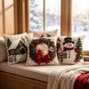 2D Printed Christmas Pillow Covers Soft Snowman Pillow Cover Home Decor Xmas Pillowslip  Sofa