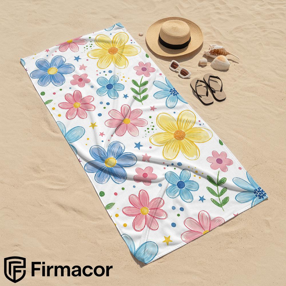 Watercolor Star Flower Cartoon Anime Beach Towel Microfiber Quick Dry Super Absorbent Soft Bath Towel for Kids Adults Travel