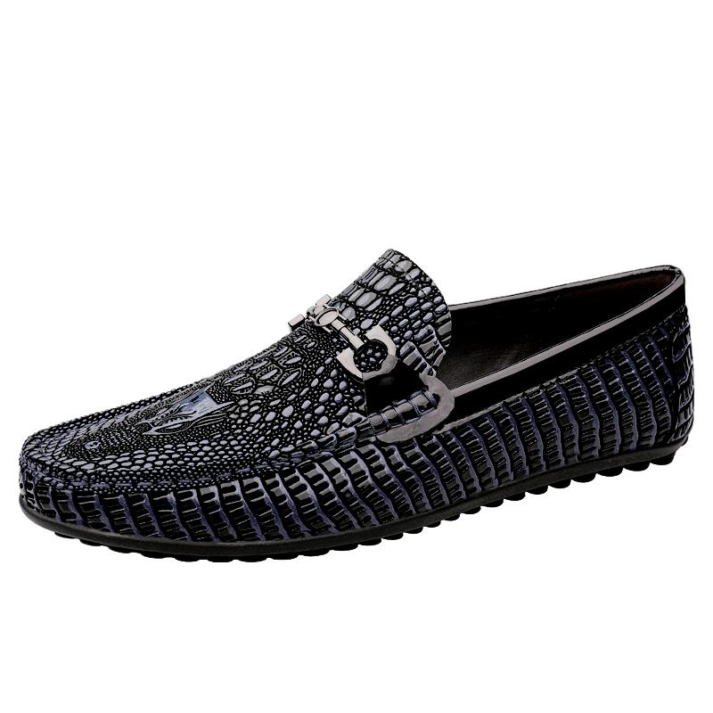Luxury Brand Crocodile Pattern Mens Loafers Sequins Mocassins High Quality Men Casual Shoes Genuine Leather Designers Men Shoes