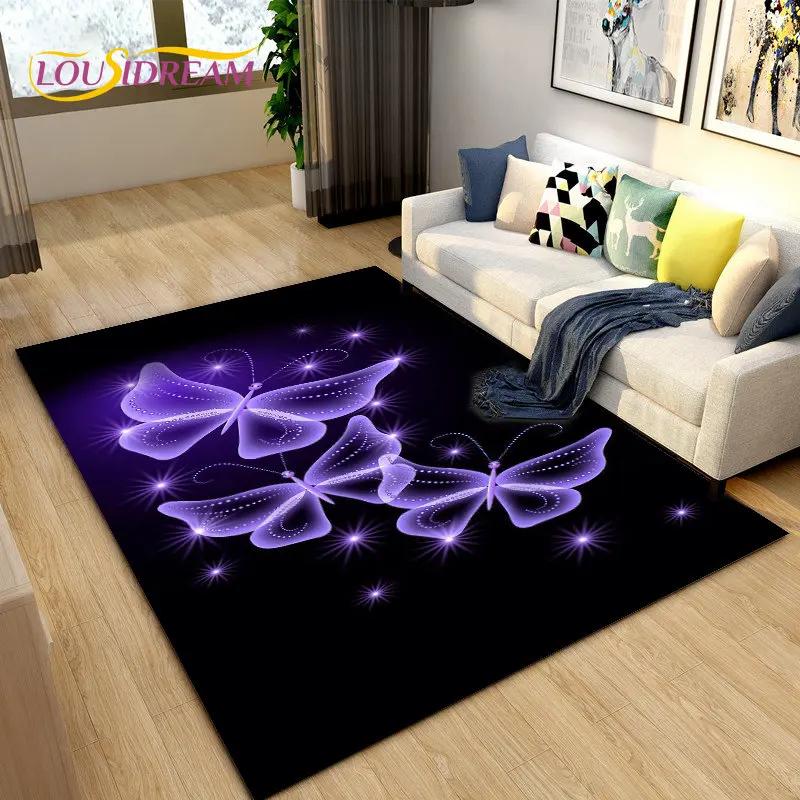 3D красочный коврик с бабочкой и цветком, ковер для гостиной, спальни, дивана для йоги, кухонный коврик для ванной комнаты, нескользящий напольный коврик