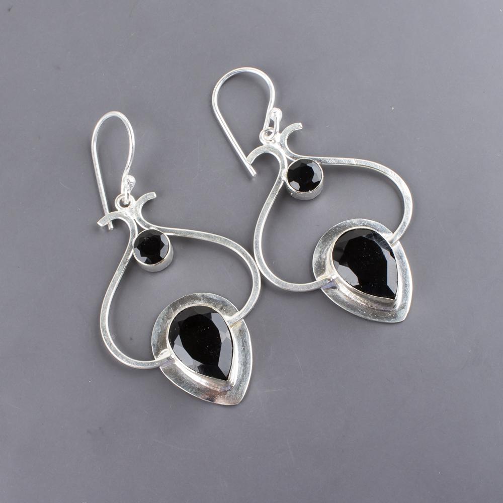 Ювелирные изделия из серебра с драгоценным камнем черный оникс, серьги из стерлингового серебра 925 пробы, дизайнерские серьги с ониксом ручной работы, подарок для католиков