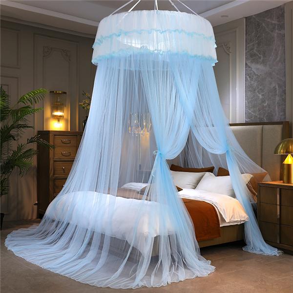 2027 New Dome Ceiling Mosquito Net Fresh Encryption Net Yarn Princess Wind Free Installation Floor Ceiling Mosquito Net high quality