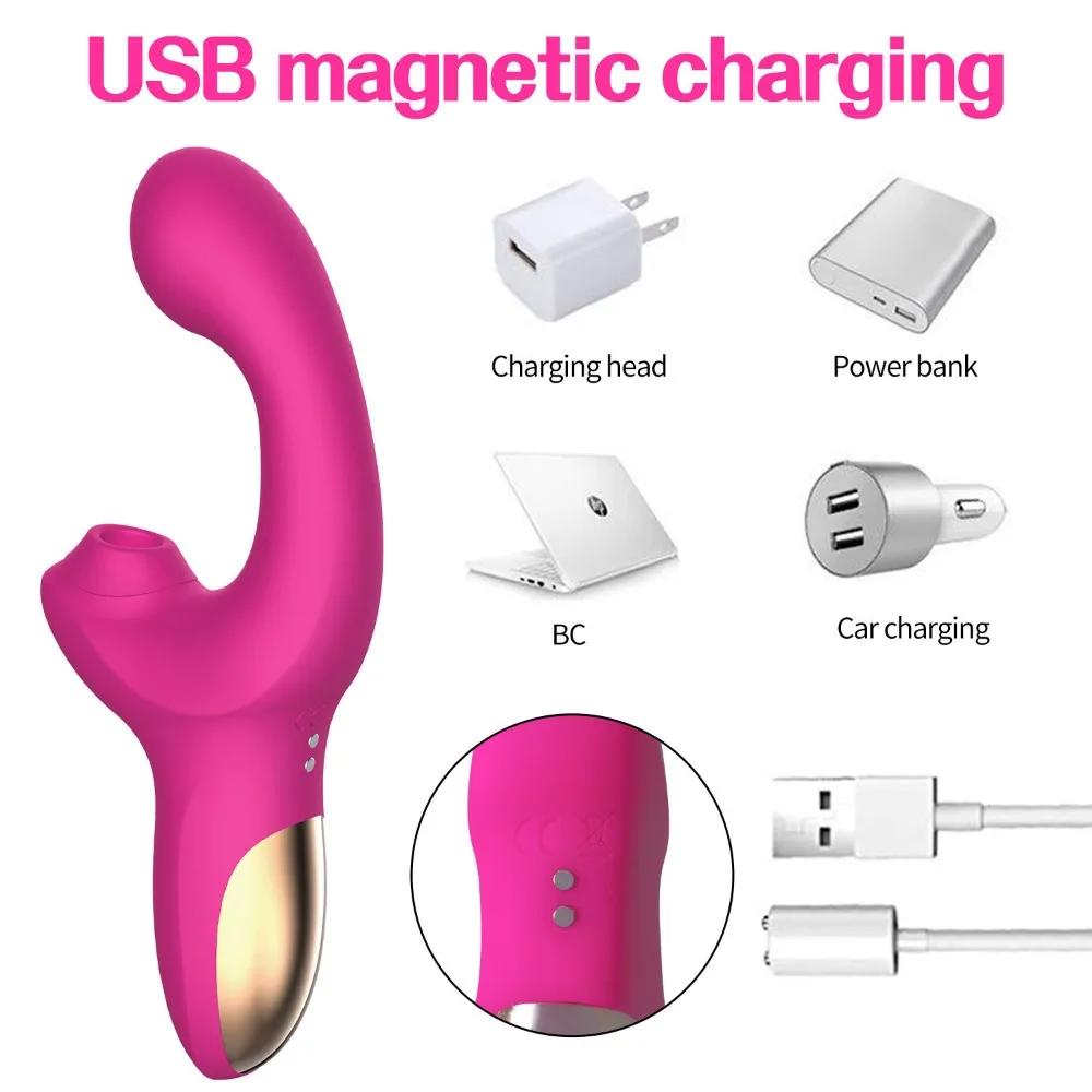 Sucking Vibrator Clitoral G Spot Stimulation Adult Sex Toys for Women Vibrating Finger Wiggling Massager Stimulator Dildo 18+