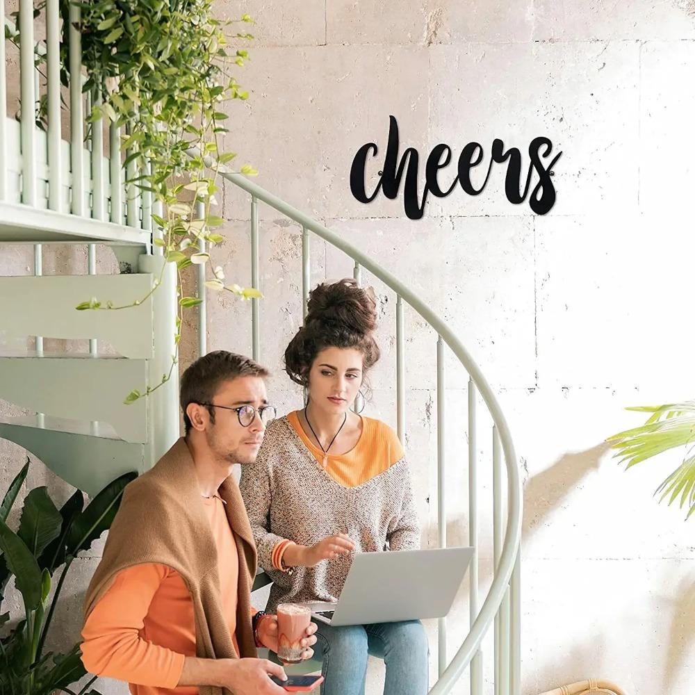 1 шт. Декор для стен Cheers Знак Cheers Металлическая ванная комната Знак Cheers для дома, Наклейка на стену для гостиной Железный Арт Силуэт Домашний декор