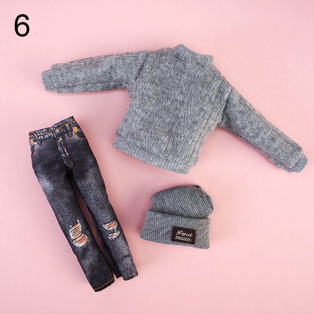 1 Set Fashion DIY Kids Gift Toy Casual Wear Hats Dolls Pants Girl Clothes Winter Wear Sweaters