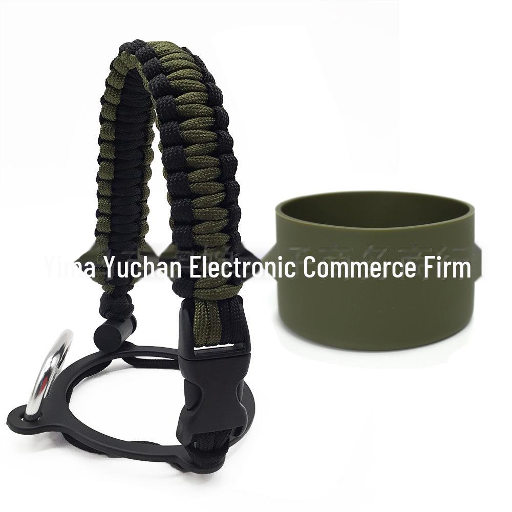 Top Thermos Cups with Silicone Non-Slip Sleeves, Hand-Woven Ropes, and Cup Handles