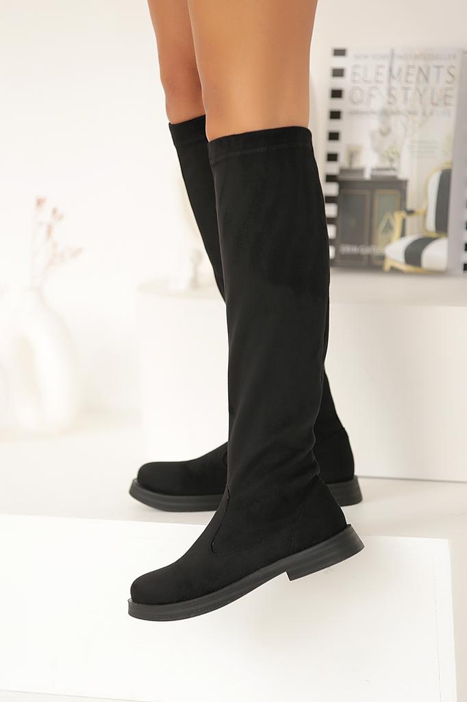 Эластичные женские ботинки на нескользящей подошве на молнии 020-9500-22Замша