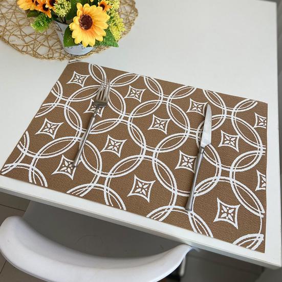 Винтажный коврик для столовых приборов, термостойкий нескользящий ПВХ, теплоизоляция, прямоугольный защитный коврик для обеденного стола, декоративный коврик, кухонные принадлежности