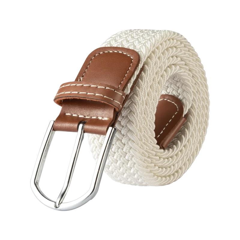 120cm Unisex Elastic Fabric Casual Belt Pin Buckle Expandable Braided Stretch Canvas Simple and Stylish Leisure Men Women Belt