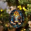 Christmas Nativity Scene Ornament Handmade Round Sun Catcher Baby's First Christmas Christian Religious Gift for Tree Window Decor