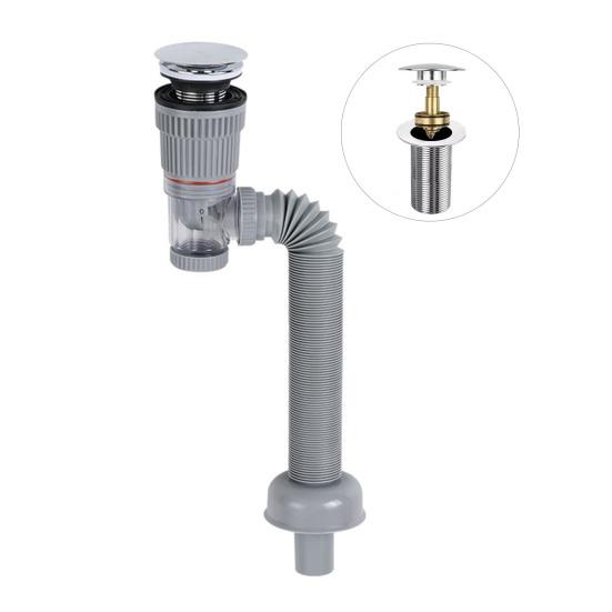 Bathroom Sink Drain Kit with Flexible Expandable P-Trap Leak-Proof Odor Prevention Easy Installation