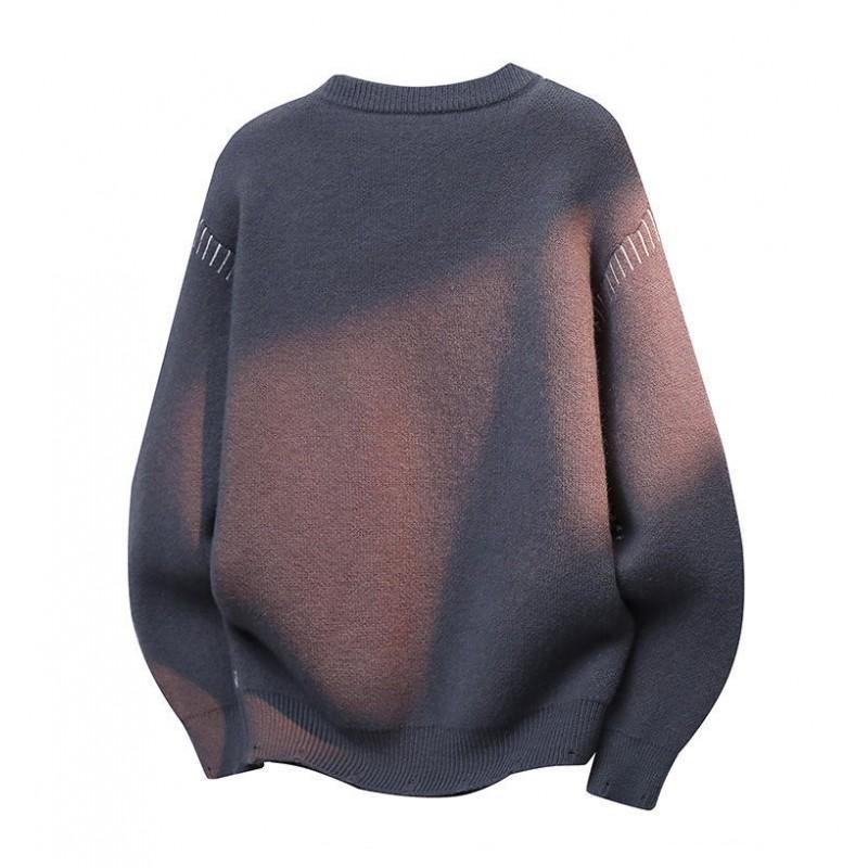 Unisex Knit Sweater Round Neck Long Sleeve Thick Casual Pullover Youth Loose Fit Rabbit Hair Blend