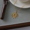 Нержавеющая Сталь Чеканный Спиральный Солнечный Кулон Ожерелье 18K Золото PVD Покрытие Водонепроницаемое Украшение Подарок Повседневное Гипоаллергенное