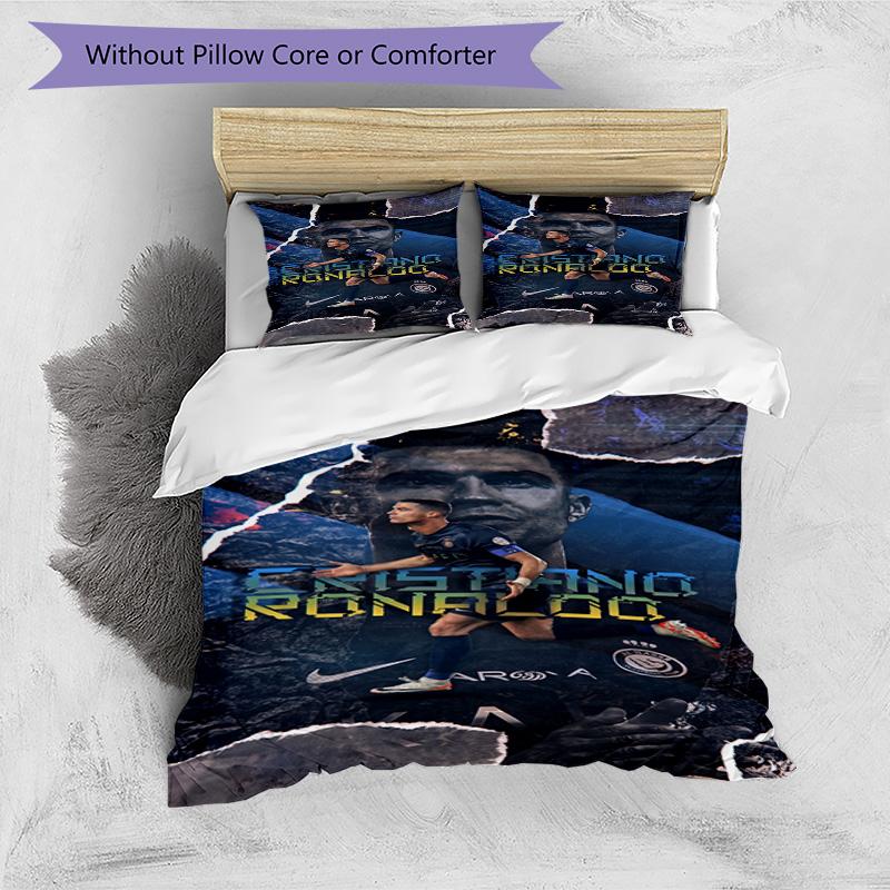 Ronaldo's Uefa Champions League Goal Celebration Bedding Set, Breathable Duvet Cover with Pillowcases, Soft Bed Linen for Bedroom Home Decoration, Per