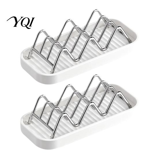 Kitchen Sink Soap Rack 3-Compartment Storage Rack, Stainless Steel Holder with Removable Saver for Shower Water Tray, Hollow Tilt Design Organizer