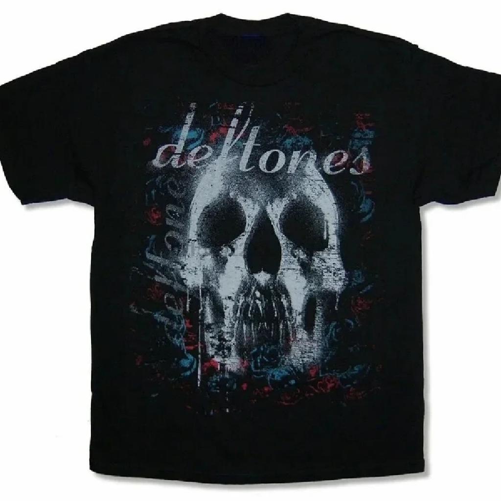Мужская футболка Ужасы Deftones Череп Харадзюку Готика Черные топы Мальчики Девочки Уличная одежда Винтаж Свободная Мода Повседневная футболка
