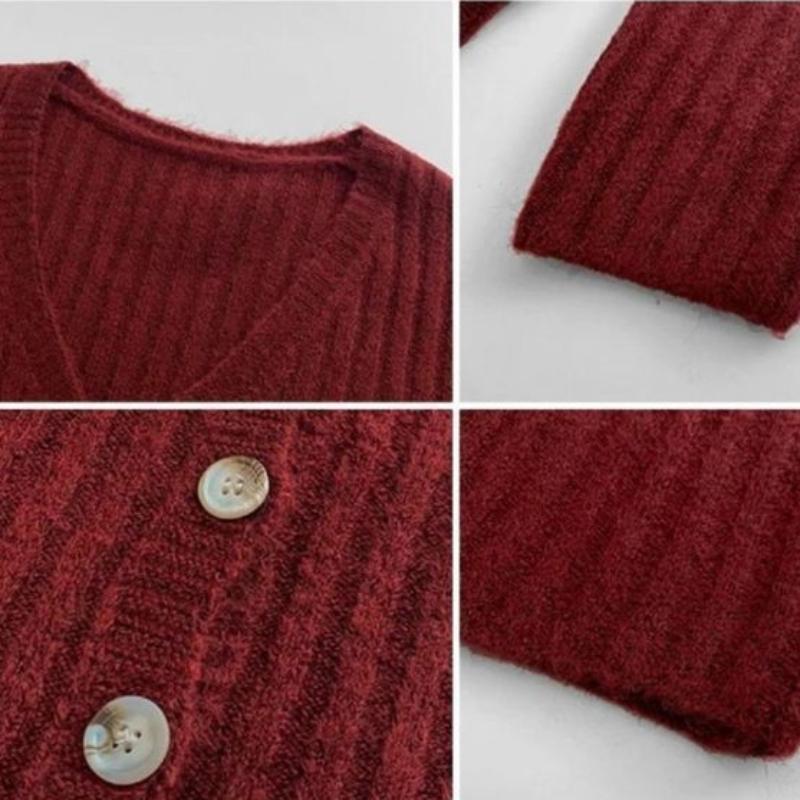 WTEMPO Женский вязаный кардиган на пуговицах, свитер с длинным рукавом, свободные трикотажные топы, женские однотонные трикотажные куртки, пальто, рубашки