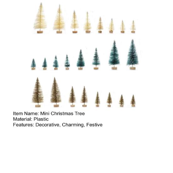 Мини-рождественские елки, набор искусственных елок для бутылок, елочки с деревянной основой, пластиковая настольная фигурка рождественской елки для домашнего офиса, декор для вечеринки