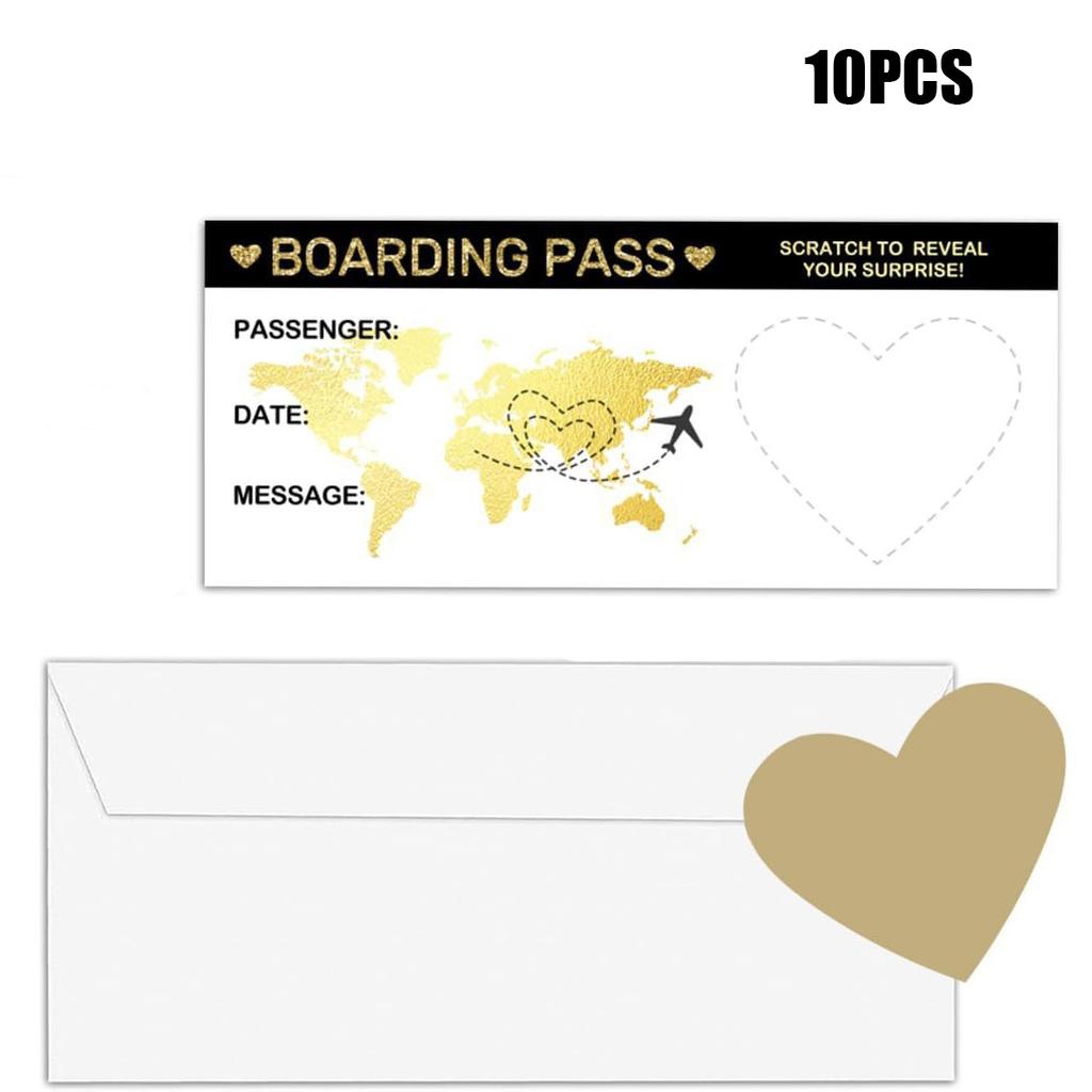Boarding Pass Scratch Cards DIY Kit - Double Surprise Reveal for Wedding & Birthday, Creative Invitation Game Gift