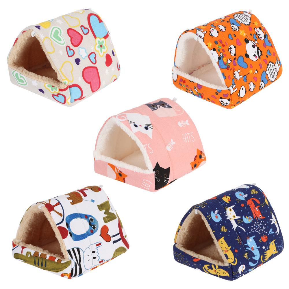 Полузакрытая зимняя удобная кровать для сна для маленьких животных, теплый коврик, гнездо для морской свинки, домик для хомяка