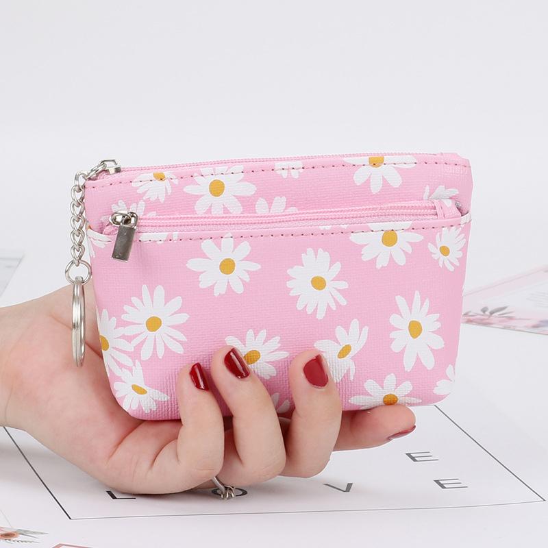 Daisy Coin Purse Women Mini Wallets With Zipper Keychain Card Holder Wallet CLE