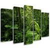 Five Piece Picture Canvas Print Green Forest Leaves