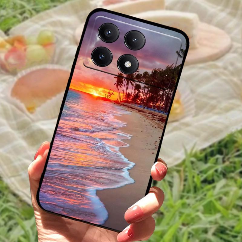 For Xiaomi Poco X6 Case Cover Poco X 6 X6 Pro 5G Silicone Soft Marble Black Bumper Funda Coque for Xiaomi Poco X6 Pro Protective