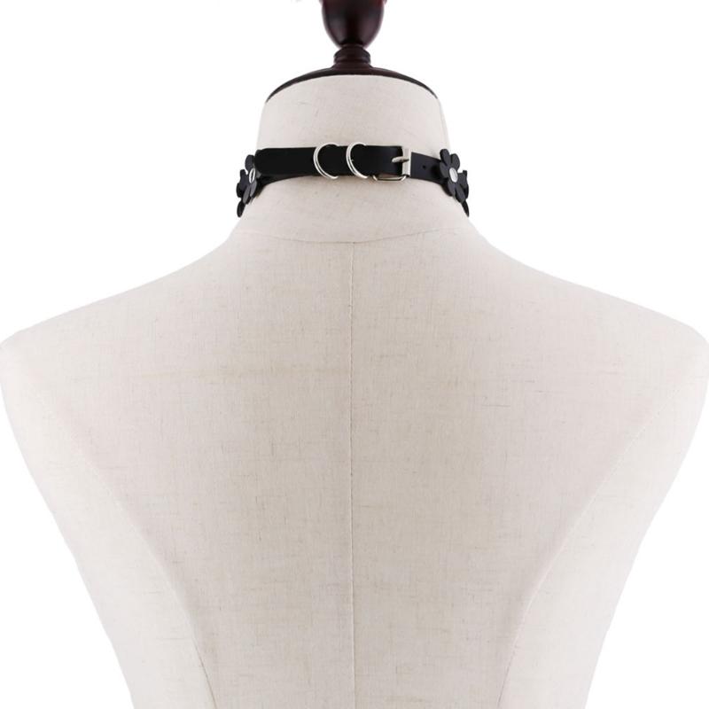 Leather Collar Choker Cute Flower Collar Necklace Neck Chain Necklace Statement Jewelry Heart Ring Necklace for Women