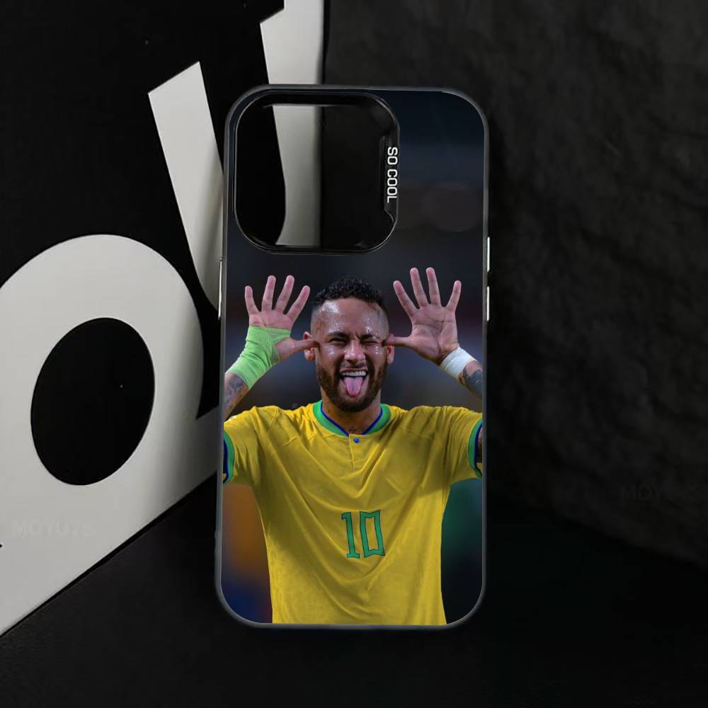 Футбольный чехол For -Ney- 10 для iPhone 17,16,15,14,13,12,11 Plus,Pro Max,XS, Цветной Серебристый Черный Чехол