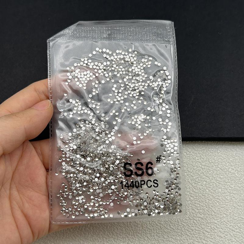 1440Pcs/bag AB/Clear Round Mini Nail Diamond SS3-SS20(1.3-4mm) FlatBack Non-Hotfix Nail Crystal Crystal Clear AB Manicure Glass