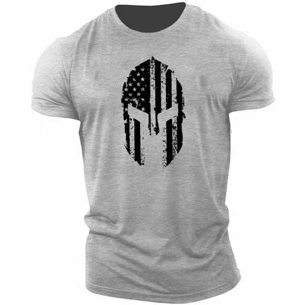 Spartans Men's Retro Pattern 3D Printed T-shirt Fashionable Street Trend Round Neck Top Simple Casual Daily Versatile Short Sleeved Clothing