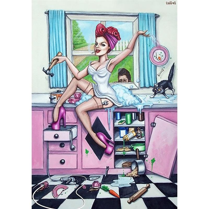 5D алмазная живопись толстая леди полная круглая дрель мультфильм алмазная вышивка толстая женщина картина скандинавская картина Декор для ванной комнаты